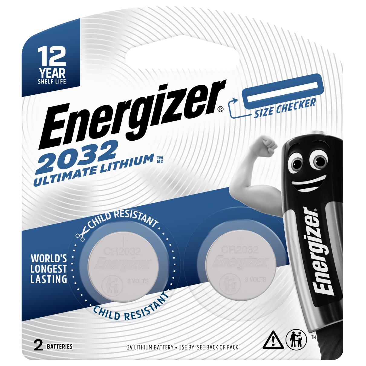 Energizer CR2032 Lithium Batteries Pack of 2